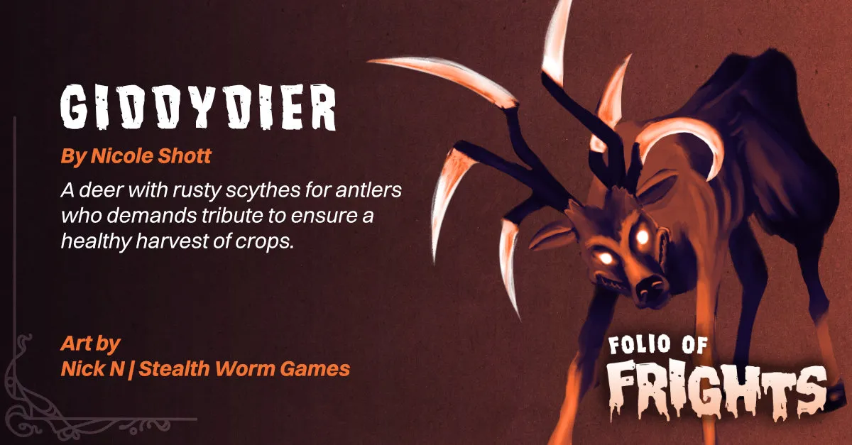 Giddydier by Nicole Shott — illustrated adversary preview with description and artist credits